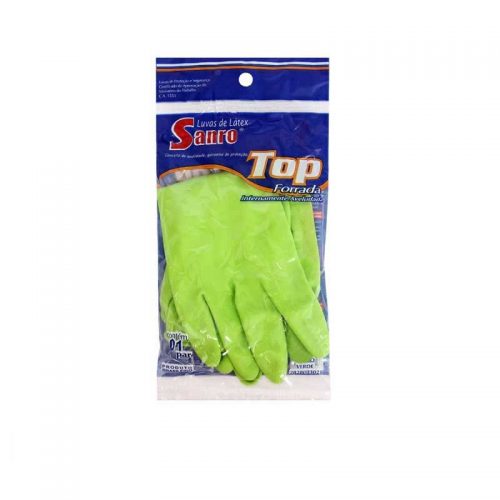 Luva Latex Verde Com Forro Sanro - Imagem 2