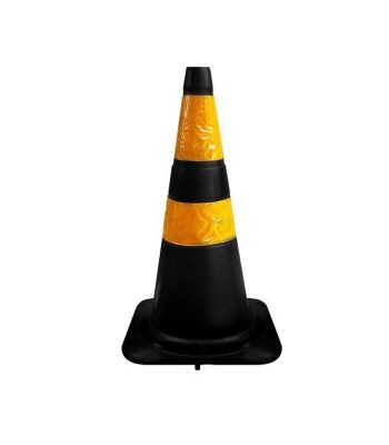 Cone Flexível com Faixa Refletivo 50 cm Preto/Amarelo